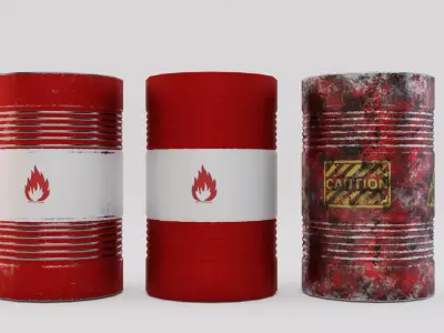 Oil Barrel Low-poly 3D model 15