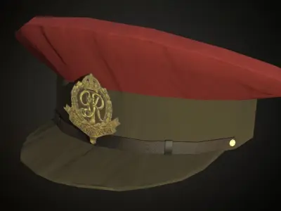 4 British ww2 military officier berets Low-poly 3D model