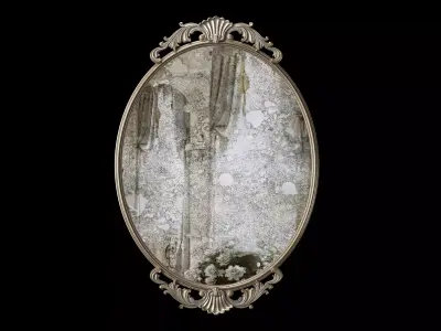 Kirkland Gold Oval Baroque Wall Mirror 3D model