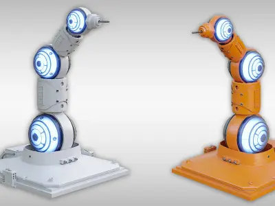 Industrial Robots Scifi Low-poly 3D model