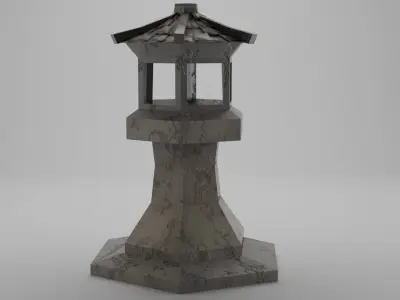 Ancient lantern in low poly 3D model