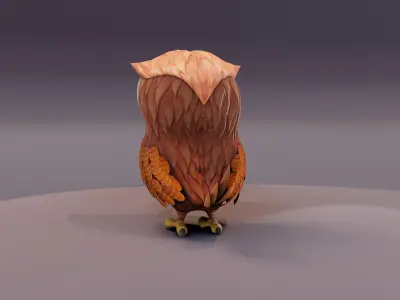 Cartoon Owl Rigged and Animated 3D Model Low-poly 3D model