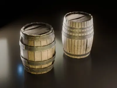 Wooden  barrel Low-poly 3D model