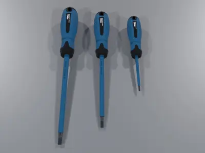 Flathead screwdriver set PBR Low-poly 3D model