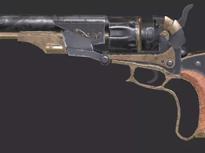 Revolver Westwood Low poly for Games  Low-poly 3D model