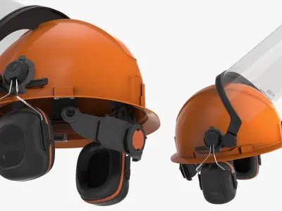  Industrial Safety Helmet with Face Shield Orange 