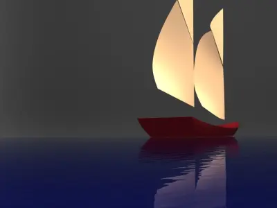 Sailboat in water Free 3D model