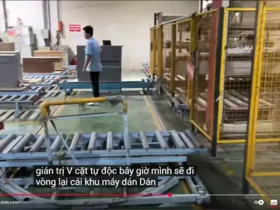 Gravity Roller Conveyor System For Stacks Of Wooden Sheets 3D model