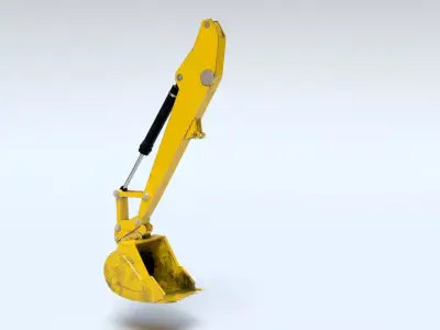 Rigged Hydraulic Excavator or Digger Arm and Bucket or Claw Low-poly 3D model