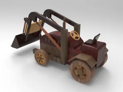 Wooden Wheel Loader Toy Free 3D model