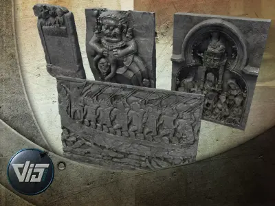 PBR Wall Reliefs Low-poly 3D model