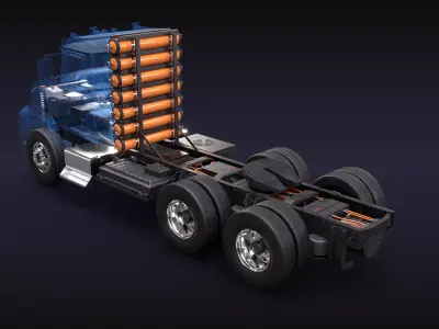 Hydrogen Semi-Truck Chassis X-Ray 3D model