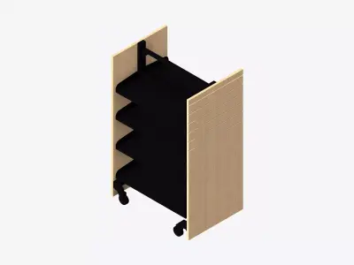 Shelving - Library - Integral - Metal - Mobile Low-poly 3D model