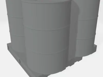 A standard pallet loaded with fuel drums Free 3D print model