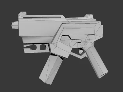 Low Poly  machine pistol Low-poly 3D model