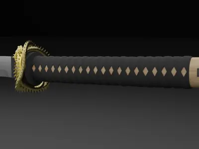 Katana Sword Low-poly 3D model 2