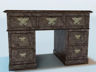 Wooden Antique Desk 3D model