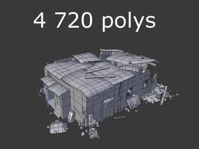 low poly destroyed building 1 Low-poly 3D model