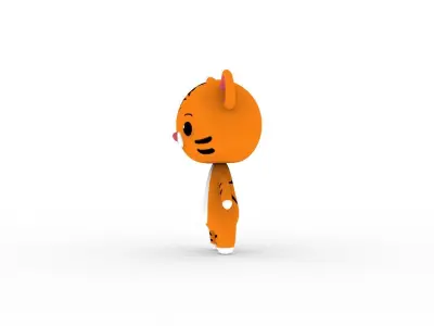 Cartoon Tiger v002 character 3D model