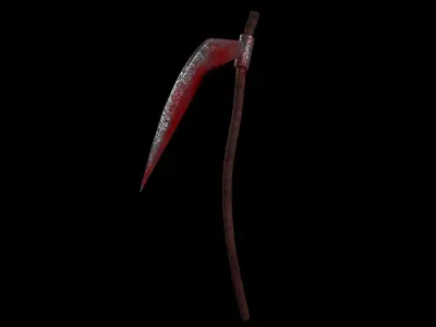 Medieval Scythe Game Ready Low Poly 3D Model Low-poly 3D model