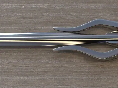 White Gold Sword Low-poly 3D model