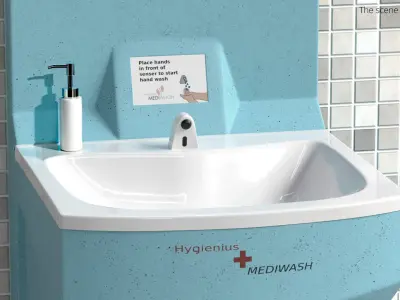 MediWash Mobile Handwash Station for Hospitals Blue 3D model