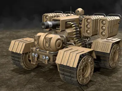 UGV Concept-3-Desert-Dirty Low-poly 3D model