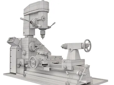 Metal Lathe with Mill Drill 3D model