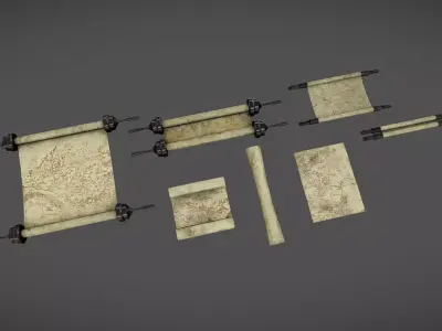 Scrolls Low-poly 3D model