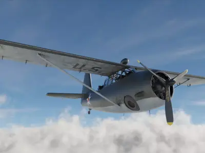Curtiss Owl - WW2 Plane Low-poly 3D model purchase
