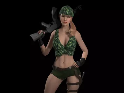 Military Girl Low-poly 3D model purchase