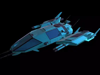 Spaceship Low-poly 3D model 5