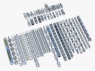 Industrial Chains 25 Pieces Set M1 3D model