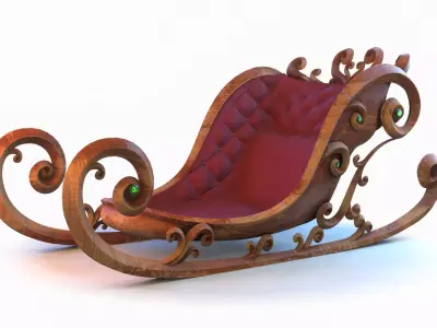 Sleigh wooden with seat 3D model