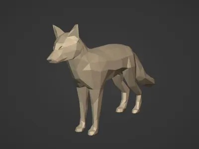LowPoly Fox Figurine -- Ready for 3D Printing Low-poly 3D model