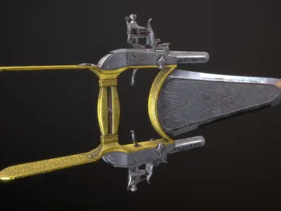 WRATH OF THE GODDESS - Flintlock Katar Low-poly 3D model