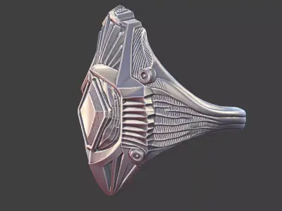 futuristic tribal geometric ring 3D print model