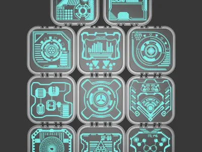 11 Sci-Fi Hud Panels Texture