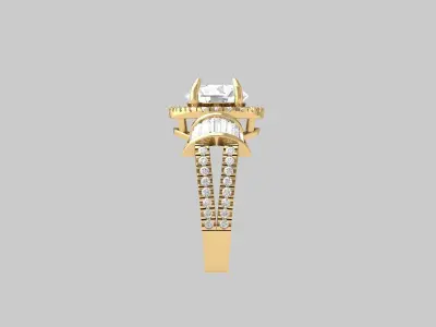 Solitaire Engagement Art Deco Ring 3D print model 75