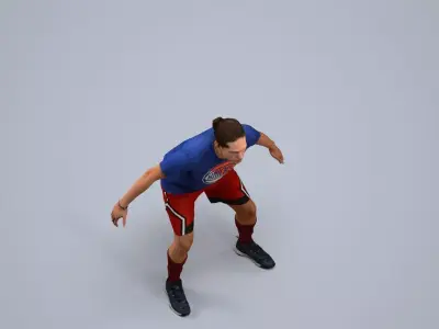 00496Mateo005 - Adult Caucasian male crouching during exercise 3D model