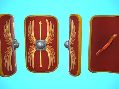 SHIELD 05 - IMPERIAL SCUTUM CARTOON STYLIZED Low-poly 3D model