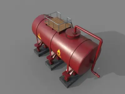 Industrial Red Tank  Low-poly 3D model