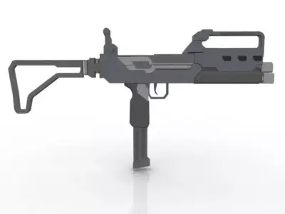 Triple Barrel Submachine Gun Low-poly 3D model