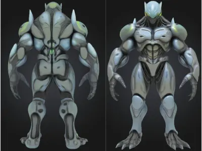 Alien Warrior Sci Fi Futuristic Low-poly 3D model