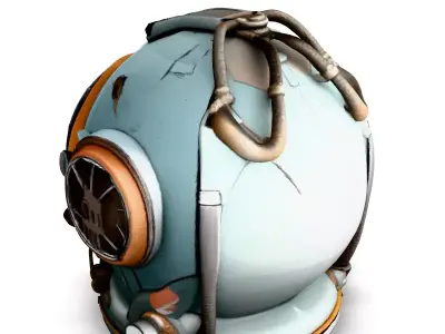 Retro SciFi Diving Helmet 3D Model Low-poly 3D model