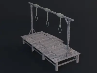 Scaffold Medievalprops - Game Ready - Low Poly PBR 3D Model Low-poly 3D model