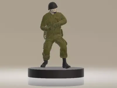 Standing Soldier with Rifle 3D Printable Military Model 3D print model