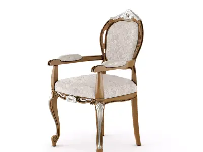 Antique Ivory Brocade Armchair 3D model