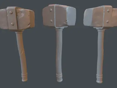 Hammer two wooden hammers Low-poly 3D model