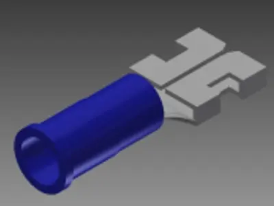 16-14 female spade blue solderless wire terminal Free 3D model